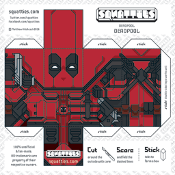 The Squatties Deadpool paper toy character