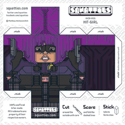 The Squatties Hit-Girl paper toy character