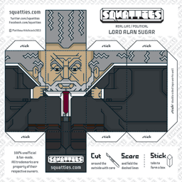 The Squatties Lord Alan Sugar paper toy character