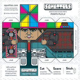 The Squatties Marty McFly paper toy character