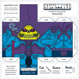 The Squatties Skeletor paper toy character