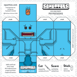The Squatties Mr Meeseeks paper toy character