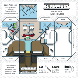 The Squatties Rick Sanchez paper toy character