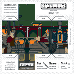 The Squatties Boba Fett paper toy character