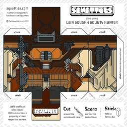 The Squatties Leia Boushh Bounty Hunter paper toy character