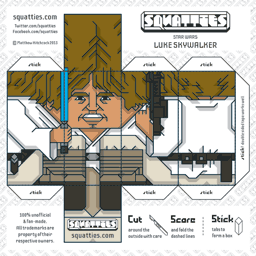 The Squatties Luke Skywalker paper toy character