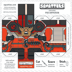 The Squatties Poe Dameron paper toy character
