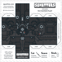 The Squatties Tie Fighter Pilot paper toy character