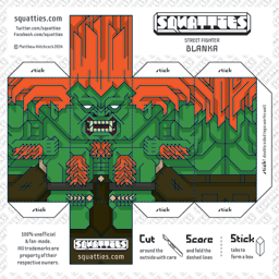 The Squatties Blanka paper toy character