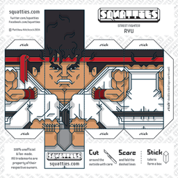 The Squatties Ryu paper toy character