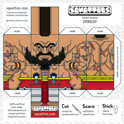 The Squatties Zangief paper toy character