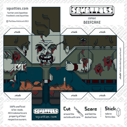The Squatties Zombie Beefcake paper toy character
