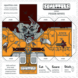 The Squatties Zombie Inmate paper toy character