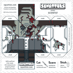 The Squatties Zombie Scientist paper toy character