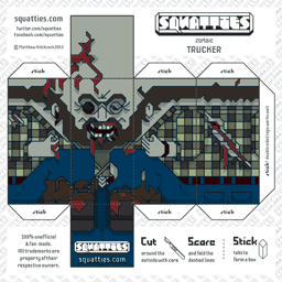The Squatties Zombie Trucker paper toy character