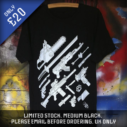 The Weapons T-shirt, available from Big Cartel