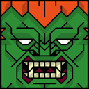 The face of the Squatties Blanka character.