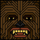 The face of the Squatties Chewbacca character.