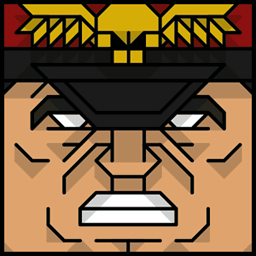 The face of the Squatties M. Bison character. From the Street Fighter set.