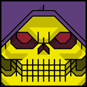 The face of the Squatties Skeletor character.
