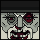The face of the Squatties Zombie Biker Stanley character.
