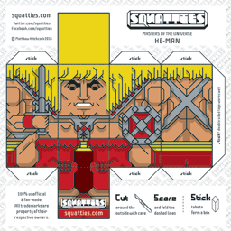 The Squatties He-Man paper toy character