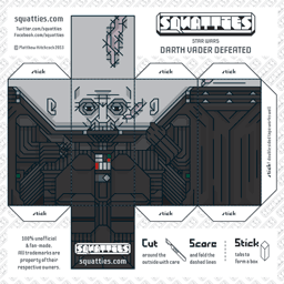 The Squatties Darth Vader defeated paper toy character