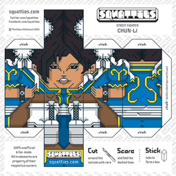 The Squatties Chun Li paper toy character