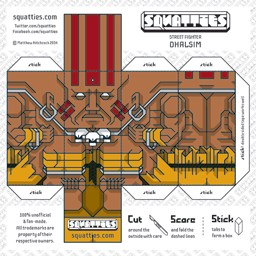 The Squatties Dhalsim paper toy character