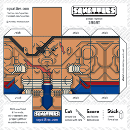 The Squatties Sagat paper toy character