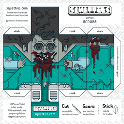 The Squatties Zombie Scrubs paper toy character