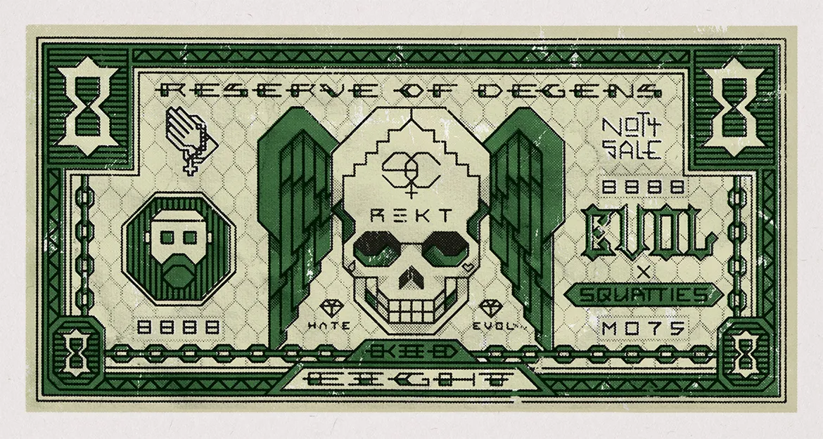 The custom banknote created for the scene.