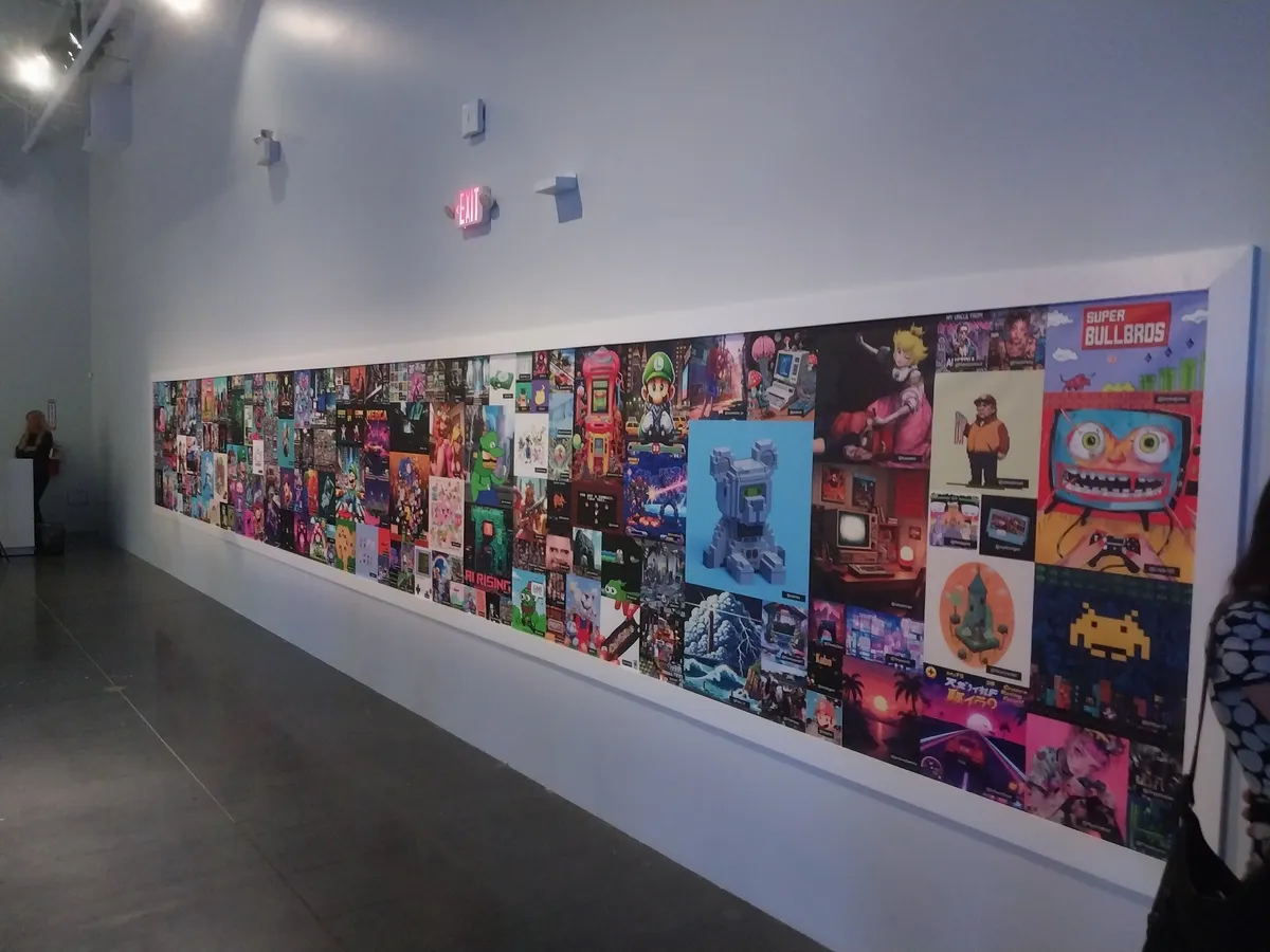 Wide view of the giant collaborative SELECT START exhibition canvas.
