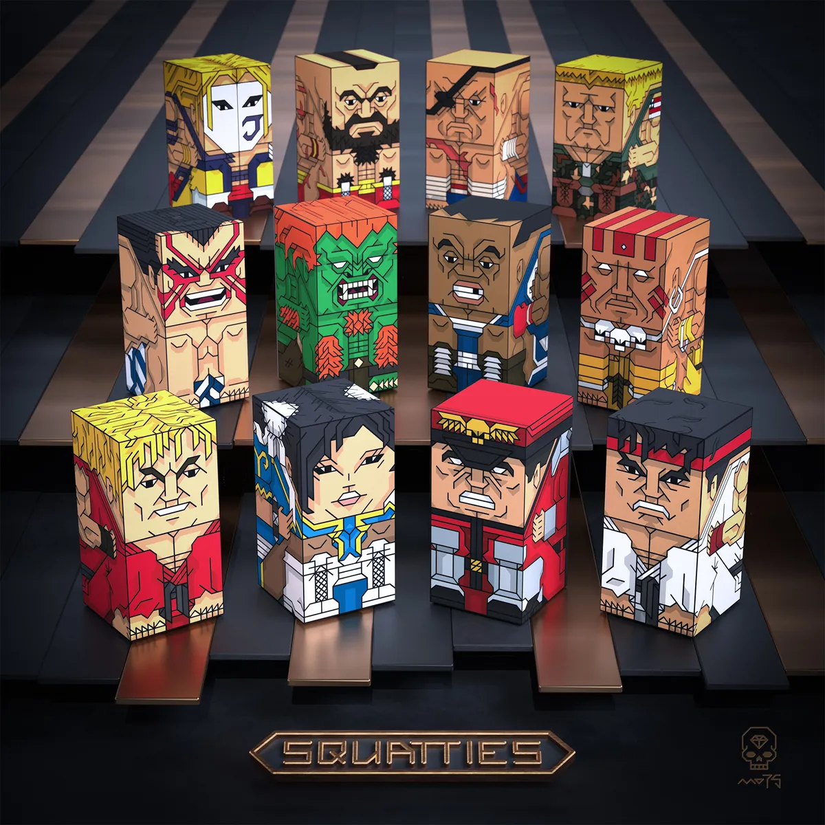 The recreated Street Fighter Squatties scene created for SELECT START